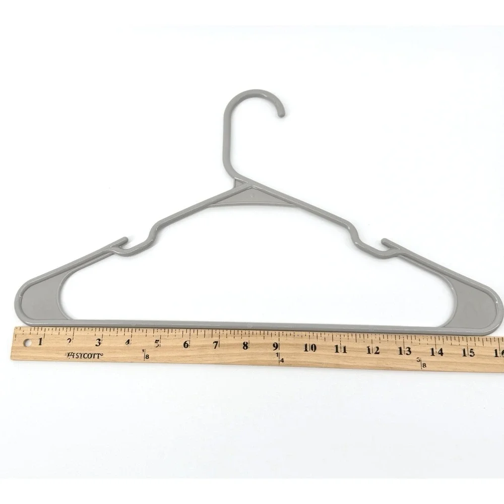 Lot of 20 Grey Notched Plastic Tubular Hangers For Clothing Standard Size‎